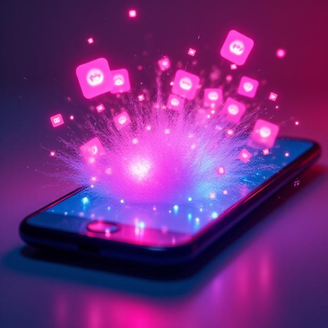 Social media growth analytics and vibrant digital content